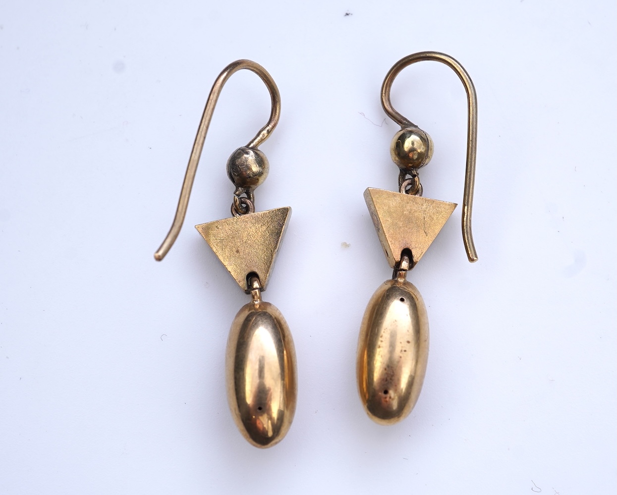 A pair of Victorian gold earrings, mid 19th century